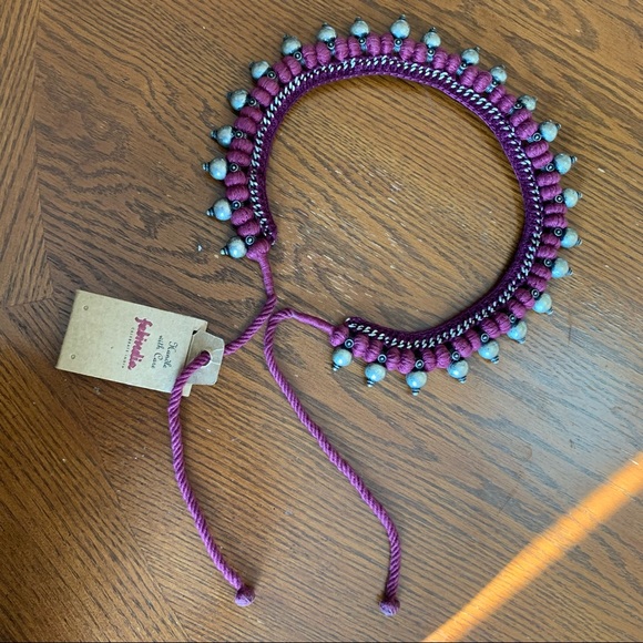 fabindia Jewelry Fabindia Silvertone Metal And Maroon Thread